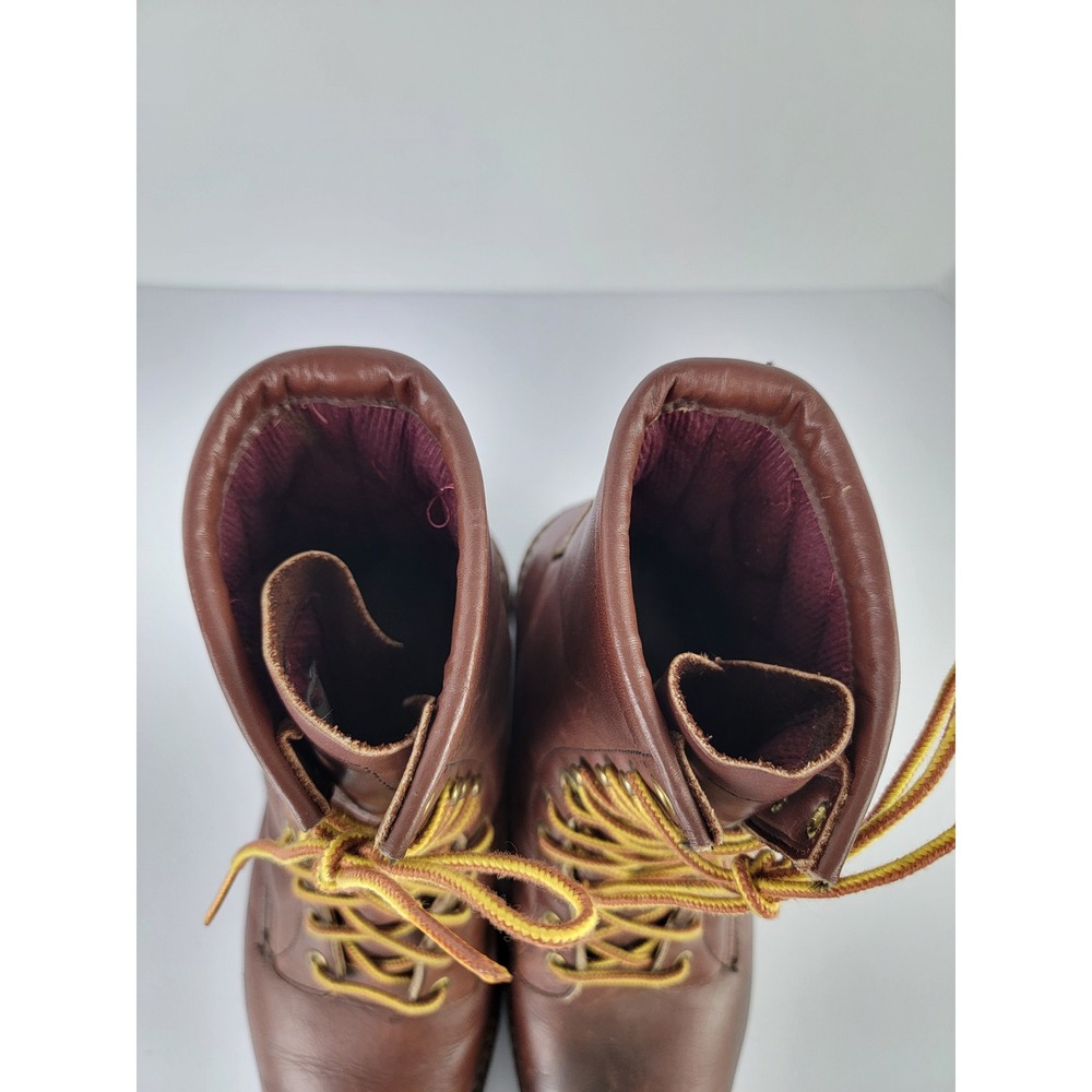 Vintage 90s Red Wing Logger Boots 8 EE Brown Steel Toe 2218 ANSI Z41 PT91 Vibram - Picture 13 of 16
